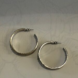 Silver Tone Mixed Pattern Shiny Sparkling Hoop Earrings